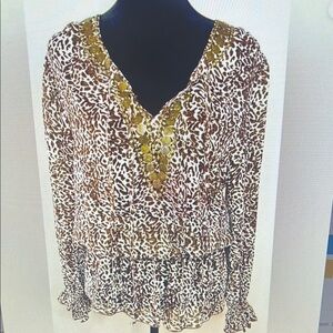 Leopard Print V-Neck Women's Top